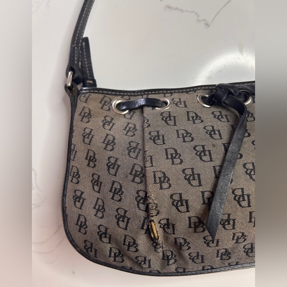 Dooney & Bourke Vintage Cloth Leather Trim Signature MonogramPurse Y2K-Pre Loved - Picture 11 of 16